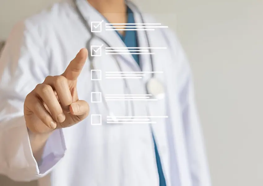 Doctor reviewing a patient's health record